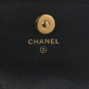 Chanel Quilted Lambskin Flap Card Holder With Cuff L Black logo1