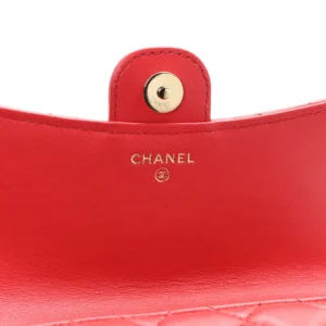 Chanel Quilted Lambskin Flap Phone Holder With Chain Red logo1