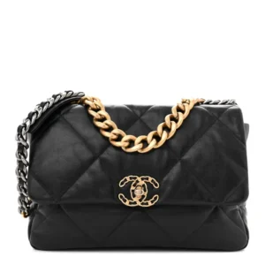 Chanel Quilted Lambskin Large Chanel 19 Flap Black Mixed Metal Hardware Quality Rep