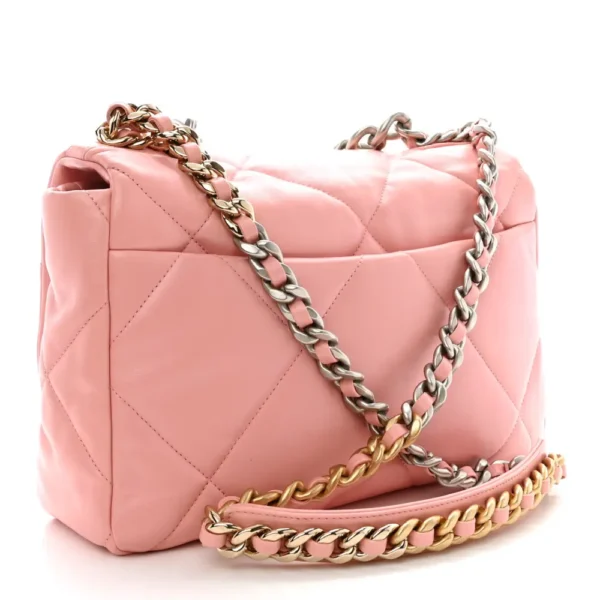 Chanel Quilted Lambskin Large Chanel 19 Flap Light Pink Mixed Metal Hardware Replica Bags