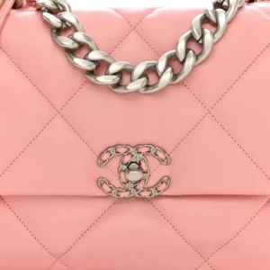 Chanel Quilted Lambskin Large Chanel 19 Flap Light Pink detail1