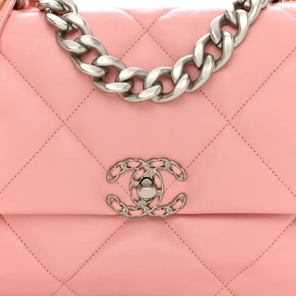 Chanel Quilted Lambskin Large Chanel 19 Flap Light Pink Mixed Metal Hardware Replica Bags