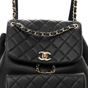 Chanel Quilted Lambskin Large Duma Drawstring Backpack Black detail2