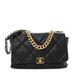 Chanel Quilted Lambskin Maxi Chanel 19 Flap Black Mixed Metal Hardware Lushentic Bags