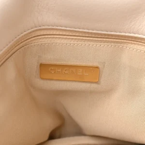 Chanel Quilted Lambskin Maxi Chanel 19 Flap Ivory logo1