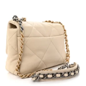 Chanel Quilted Lambskin Medium Chanel 19 Flap Beige back1