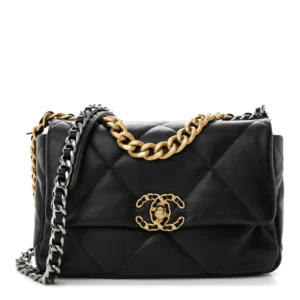 Chanel Quilted Lambskin Medium Chanel 19 Flap Black Mixed Metal Hardware Best Lushentic Bags