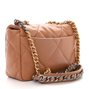 Chanel Quilted Lambskin Medium Chanel 19 Flap Brown back1