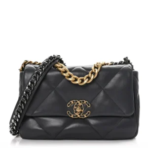 Chanel Quilted Lambskin Medium Chanel 19 Flap Dark Grey Mixed Metal Hardware Best Lushentic Bags