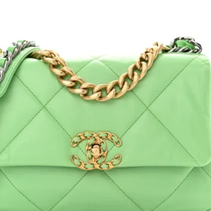 Chanel Quilted Lambskin Medium Chanel 19 Flap Green detail2