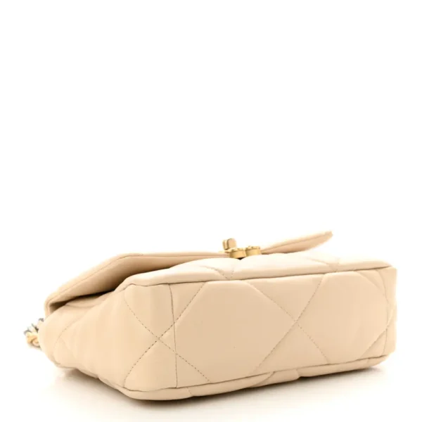 Chanel Quilted Lambskin Medium Chanel 19 Flap Light Beige Mixed Metal Hardware Lushentic Bags