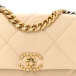 Chanel Quilted Lambskin Medium Chanel 19 Flap Light Beige Mixed Metal Hardware Lushentic Bags