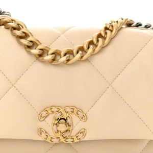 Chanel Quilted Lambskin Medium Chanel 19 Flap Light Beige detail1