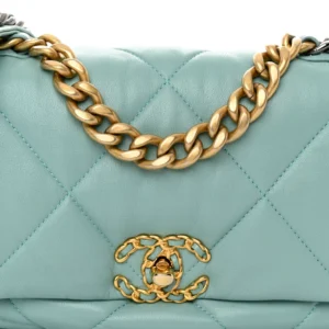 Chanel Quilted Lambskin Medium Chanel 19 Flap Light Blue detail1