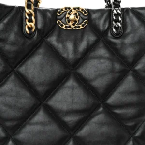 Chanel Quilted Lambskin Medium Chanel 19 Shopping Bag Black detail1