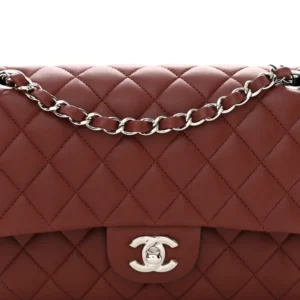 Chanel Quilted Lambskin Medium Double Flap Burgundy detail1