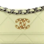 Chanel Quilted Lambskin Mini Chanel 19 Clutch With Chain Light Green Mixed Metal Hardware  Replica Bags