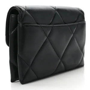 Chanel Quilted Lambskin Mini Chanel 19 Flap Clutch Black back1