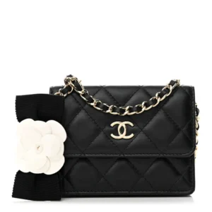 Chanel Quilted Lambskin My Chanel Lady Card Holder On Chain Black Gold Hardware