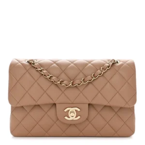 Chanel Quilted Lambskin Small Double Flap Beige Gold Hardware Replica Quality