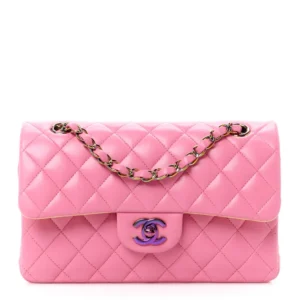 Chanel Quilted Lambskin Small Double Flap Pink And Yellow Incognito Hardware Lushentic Replica