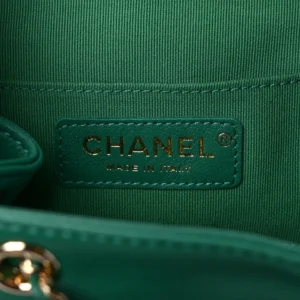 Chanel Quilted Lambskin Small Duma Drawstring Backpack Green Light logo