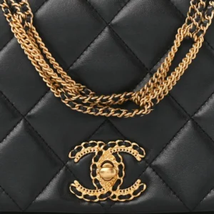 Chanel Quilted Lambskin Small On And On Chain Flap Black detail2