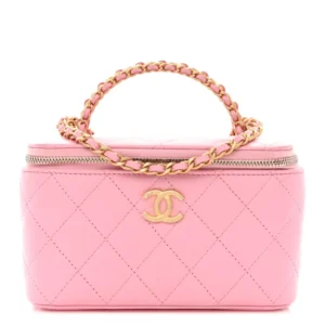 Chanel Quilted Lambskin Small Pick Me Up Vanity Case Pink Aged Gold Hardware Quality Replica