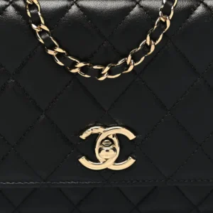 Chanel Quilted Lambskin Trendy CC Wallet On Chain (WOC) Black detail2