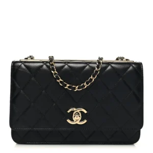 Chanel Quilted Lambskin Trendy CC Wallet On Chain (WOC) Black Gold Hardware