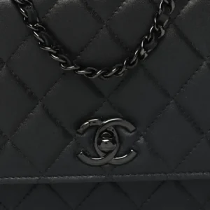 Chanel Quilted Lambskin Trendy CC Wallet On Chain (WOC) So Black detail1