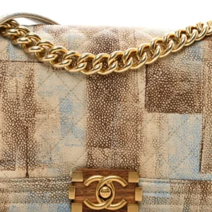 Chanel Quilted Painted Caviar Medium Boy In Cuba Flap Blue detail1