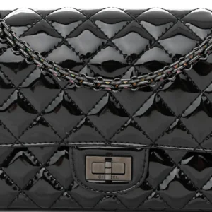 Chanel Quilted Patent Calfskin Medium 2.55 Reissue 225 Flap So Black Black Hardware detail2