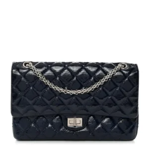 Chanel Quilted Patent Calfskin Medium 2.55 Reissue 227 Flap Dark Blue Silver Hardware Quality Rep