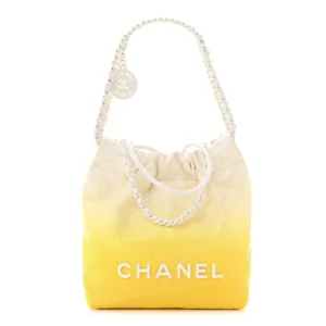 Chanel Quilted Patent Gradient Calfskin Mini Chanel 22 White And Yellow Incognito Hardware Replica Quality