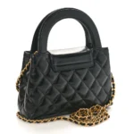 Chanel Quilted Shiny Aged Calfskin Micro Kelly Shopper Black Aged Gold Hardware Lushentic Replica