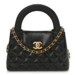 Chanel Quilted Shiny Aged Calfskin Micro Kelly Shopper Black Aged Gold Hardware Lushentic Replica