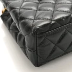 Chanel Quilted Shiny Aged Calfskin Micro Kelly Shopper Black Aged Gold Hardware Lushentic Replica