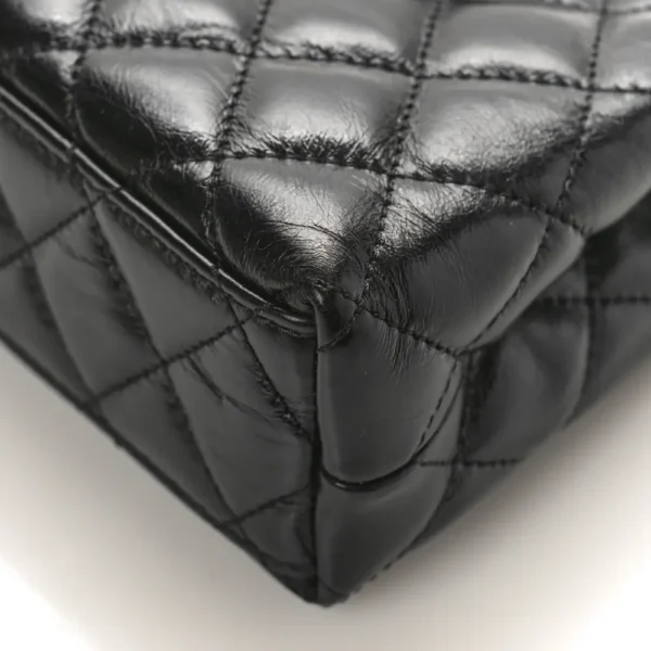 Chanel Quilted Shiny Aged Calfskin Micro Kelly Shopper Black Aged Gold Hardware Lushentic Replica