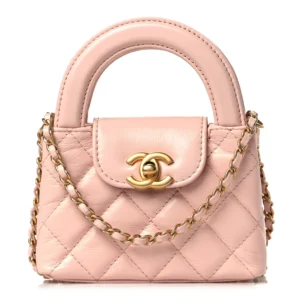 Chanel Quilted Shiny Aged Calfskin Nano Kelly Shopper Pink Gold Hardware Lushentic Replica