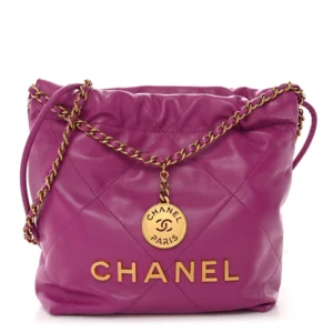 Chanel Quilted Shiny Calfskin Mini Chanel 22 Purple Aged Gold Hardware