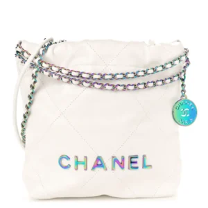 Chanel Quilted Shiny Calfskin Rainbow Mini Chanel 22 White Rainbow Hardware Best Lushentic Bags