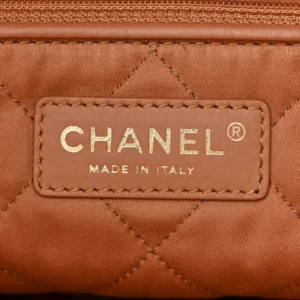 Chanel Quilted Shiny Calfskin Small Chanel 22 Beige logo1