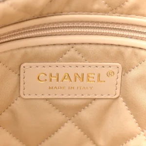 Chanel Quilted Shiny Calfskin Small Chanel 22 White logo