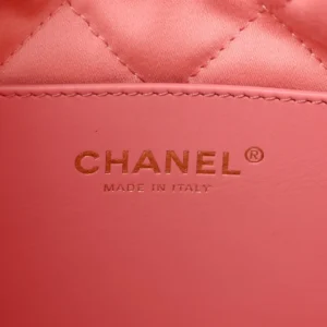 Chanel Quilted Shiny Caviar Mini Chanel 22 Coral Pink logo1