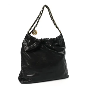 Chanel Quilted Shiny Caviar Monochrome Jumbo Chanel 22 Black back1