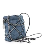 Chanel Quilted Stitched Denim Mini Chanel 22 Blue Silver Hardware Best Lushentic Bags