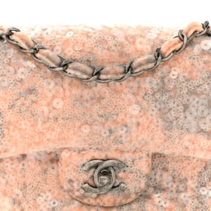 Chanel Sequin Mini Flap Light Orange and Grey detail2