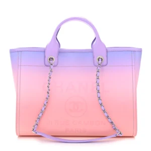 Chanel Shaded Calfskin Medium Deauville Tote Pink/Purple/Coral Silver Hardware Lushentic Bags