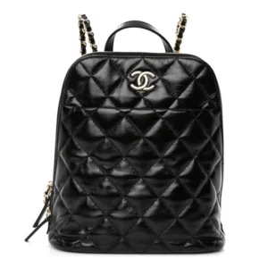 Chanel Small My Pocket Backpack Shiny Calfskin Black Polished Gold Hardware Replica Bags